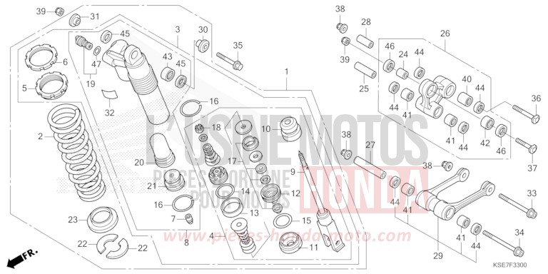 KISSEN, HINTEN von CRF150R "Big Wheels" EXTREME RED (R292) von 2022